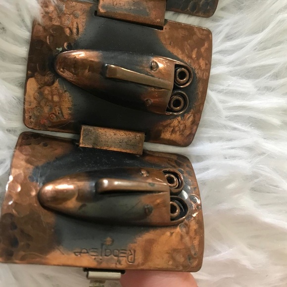 RARE 1950s Copper Rebajes Brazilian Masks Bracelet - Picture 3 of 9